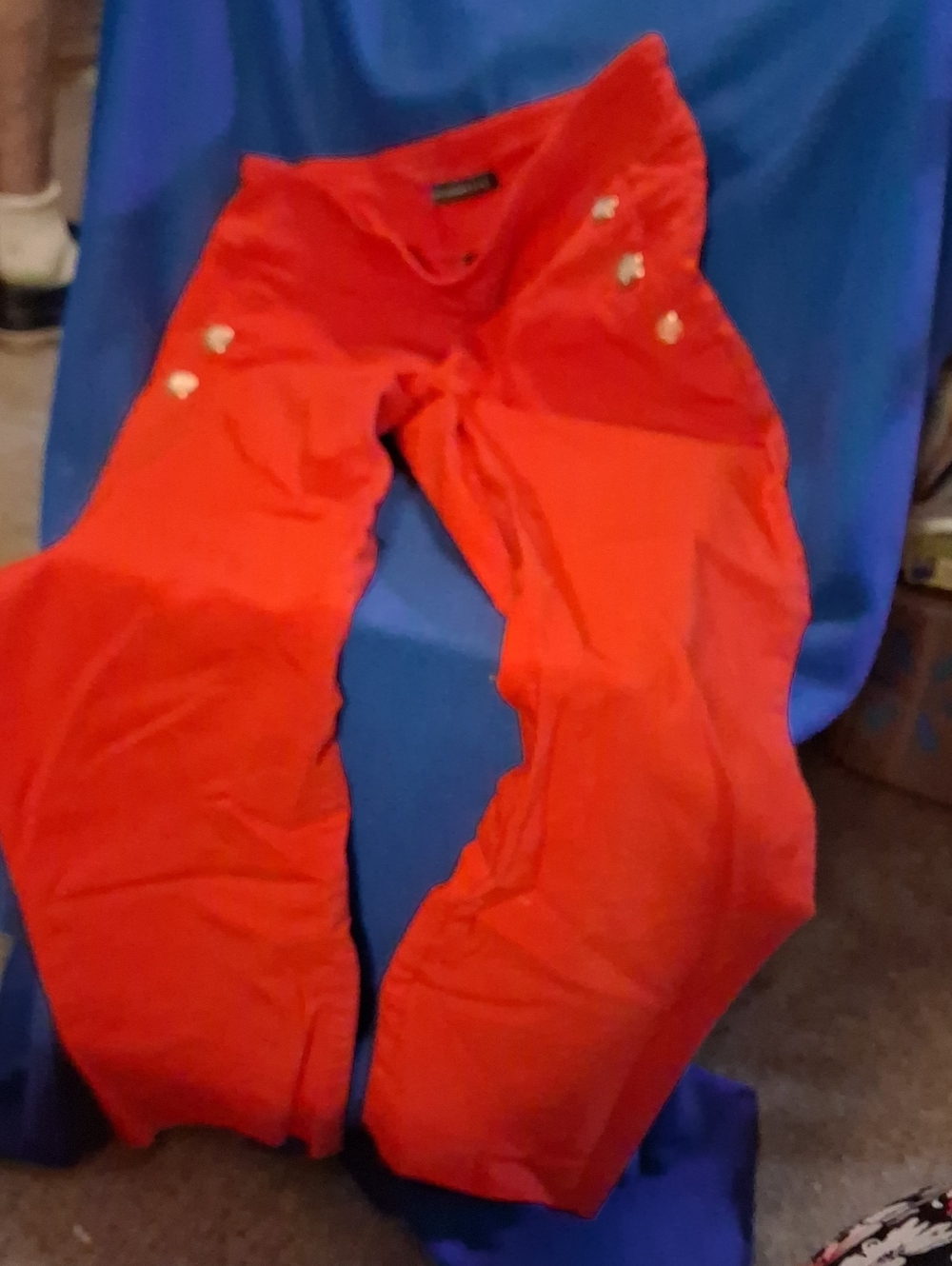 Counterparts Bright Red Wide-Leg Pants with Side Buttons